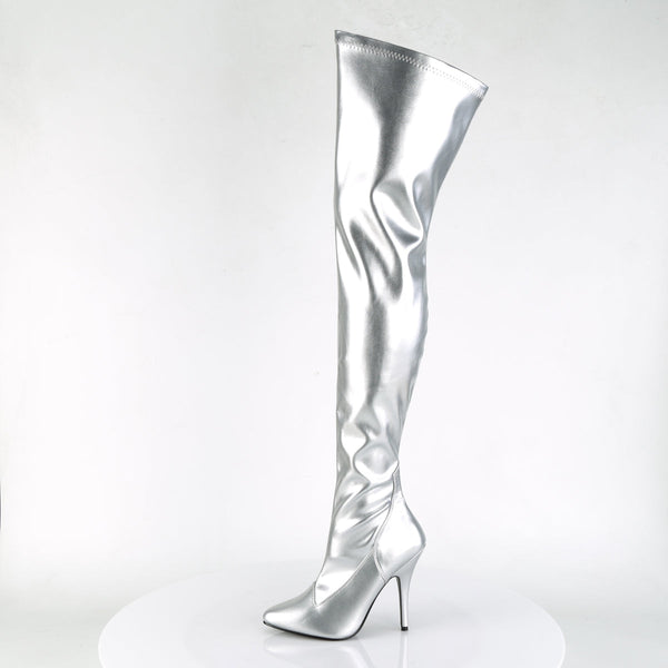 SEDUCE-3000 Overknee Stiefel Silber Matt von Pleaser – Ansicht 3