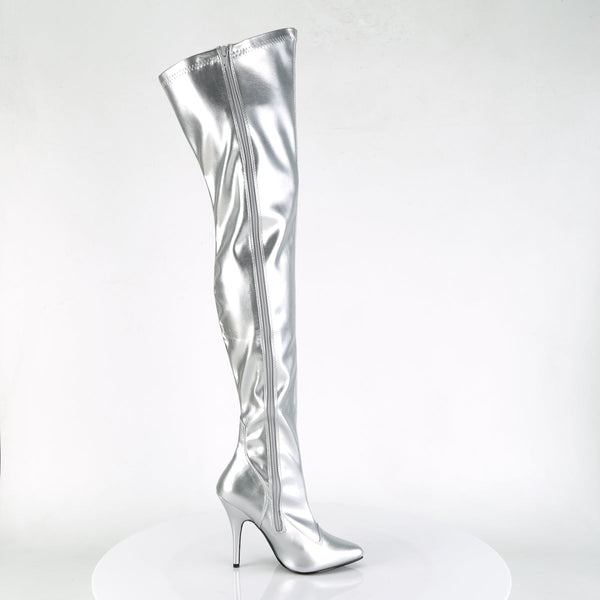 SEDUCE-3000 Overknee Stiefel Silber Matt von Pleaser – Ansicht 5