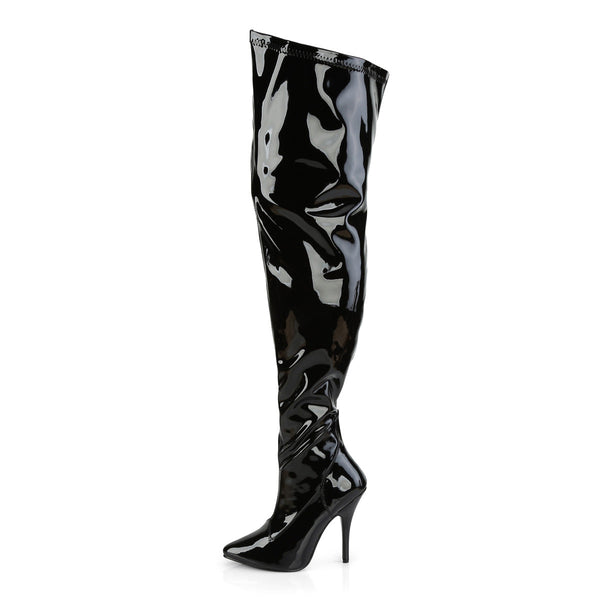 SEDUCE-3000WC Overknee Weitschaftstiefel Schwarz Lack von Pleaser Pink Label – Ansicht 3