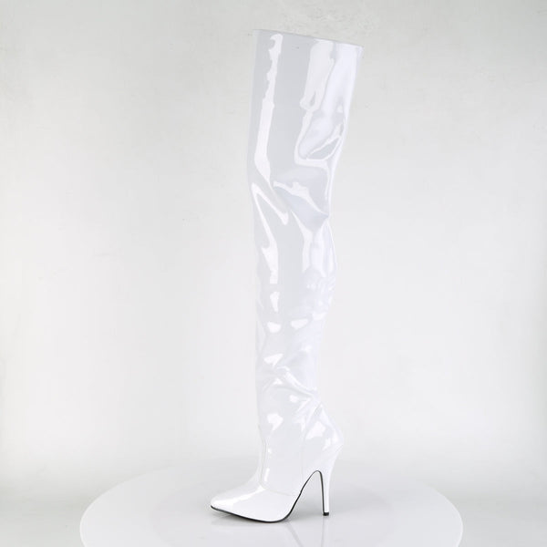 SEDUCE-3010 Overknee Stiefel Lack Weiß von Pleaser – Ansicht 3