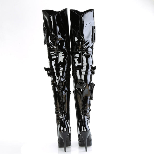 SEDUCE-3019 Overknee Stiefel - Schwarz lack von Pleaser High Heels – Ansicht 4