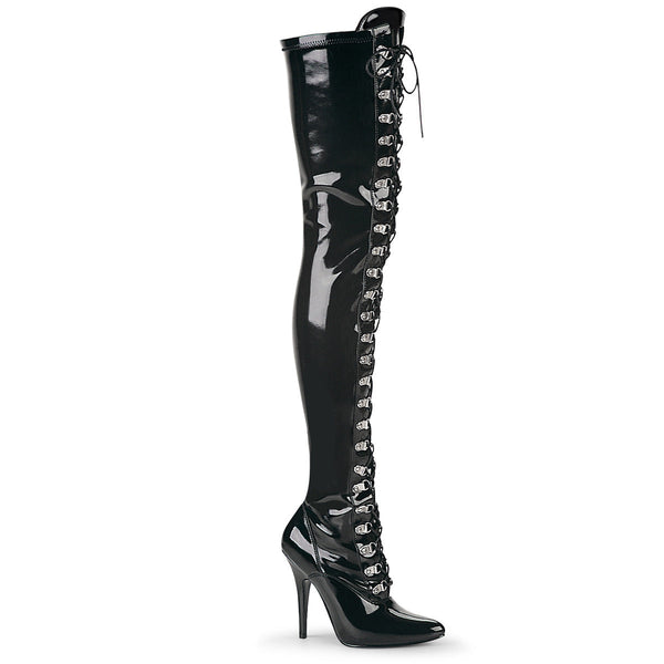 SEDUCE-3024 Overknee Stiefel Lack Schwarz von Pleaser