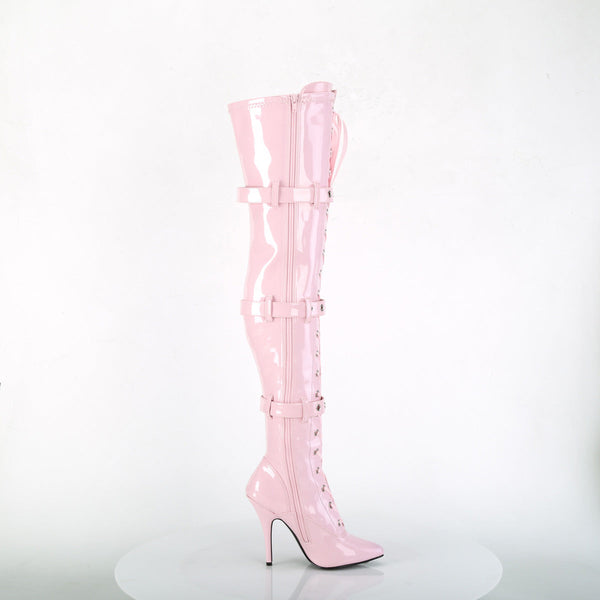 SEDUCE-3028 Overknee Stiefel Lack Baby Pink von Pleaser – Ansicht 5