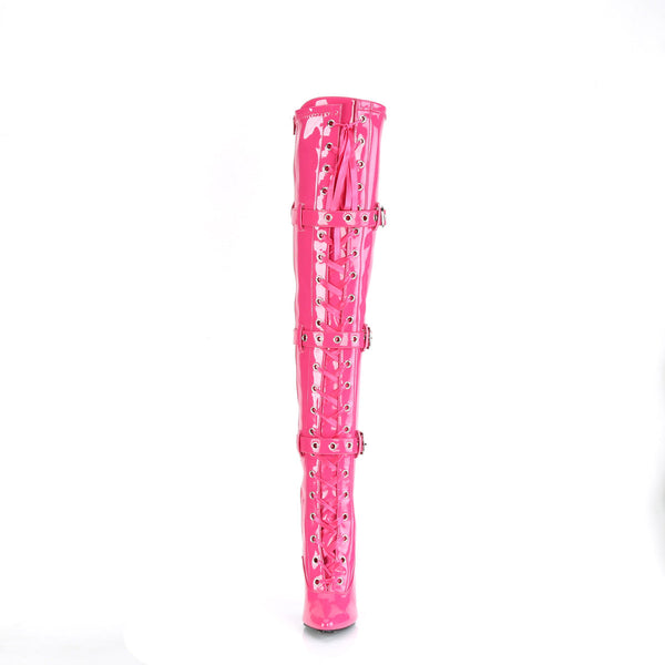SEDUCE-3028 Overknee Stiefel Lack Hot Pink von Pleaser – Ansicht 2