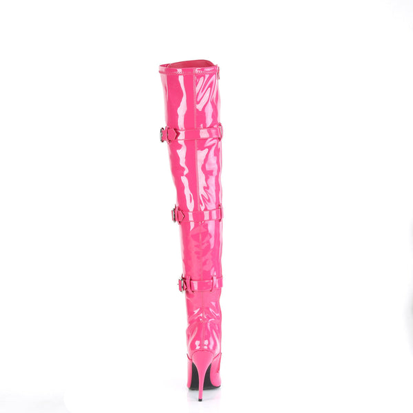 SEDUCE-3028 Overknee Stiefel Lack Hot Pink von Pleaser – Ansicht 4