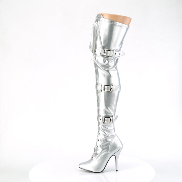 SEDUCE-3028 - Overknee Stiefel - Silber von Pleaser – Ansicht 3