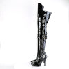 SEDUCE-3080 Overknee Stiefel mit Peitsche - Schwarz lack von Pleaser High Heels – Ansicht 3