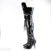 SEDUCE-3082 Overknee Stiefel mit Schnürung und Peitsche - Schwarz lack von Pleaser High Heels – Ansicht 3