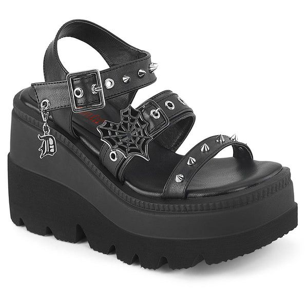SHAKER-13 Plateau Sandaletten - Schwarz Matt von DemoniaCult