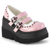 SHAKER-27 Plateau Schuhe mit Riemchen - Rosa Lack von DemoniaCult