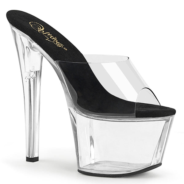 SKY-301 Plateau Pantoletten Schwarz/Transparent von Pleaser