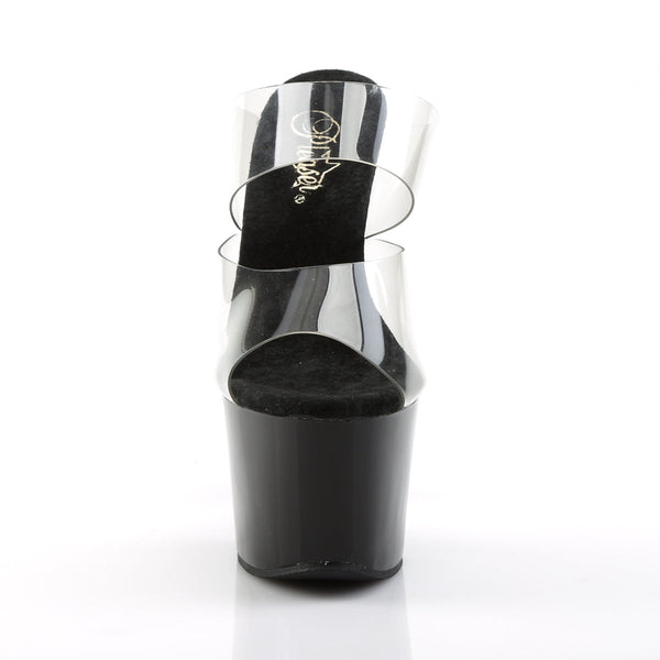 SKY-302 Plateau Pantoletten Transparent/Schwarz von Pleaser – Ansicht 2