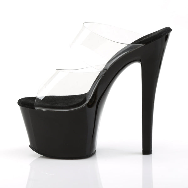 SKY-302 Plateau Pantoletten Transparent/Schwarz von Pleaser – Ansicht 3