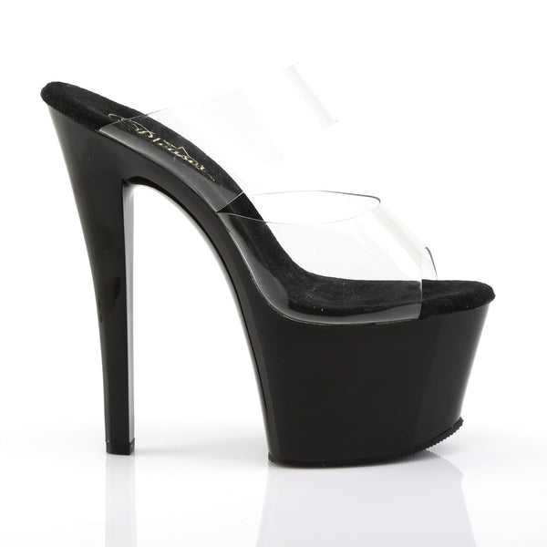 SKY-302 Plateau Pantoletten Transparent/Schwarz von Pleaser – Ansicht 5