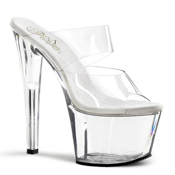 SKY-302 Plateau Pantoletten Transparent von Pleaser