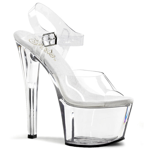 SKY-308 Plateau Sandaletten Transparent/Weiß von Pleaser