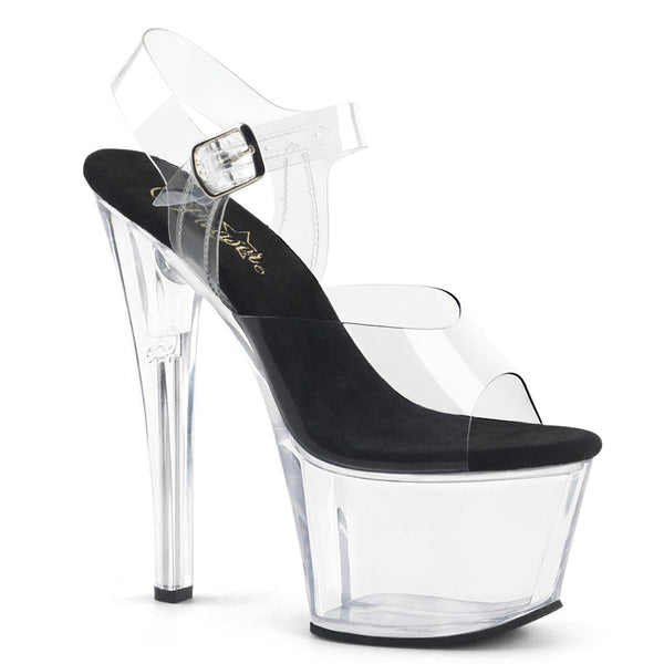 SKY-308 Plateau Sandaletten Transparent Schwarz von Pleaser