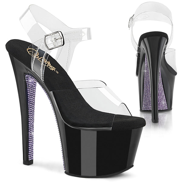 SKY-308CRS Plateau Sandaletten Schwarz Lack mit Nieten von Pleaser