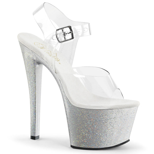 SKY-308MG Plateau Sandaletten Silber von Pleaser