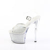 SKY-308PREM-RSNT Sandalette Plateauschuhe Silber Glitzer von Pleaser – Ansicht 3