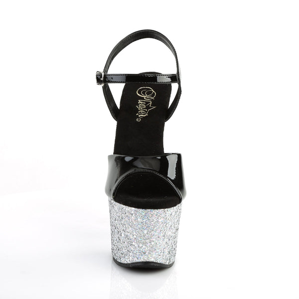 SKY-309LG Plateau Sandaletten Schwarz/Silber von Pleaser – Ansicht 2