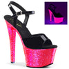 SKY-309UVLG Plateau Sandaletten - Schwarz/Neon Pink UV von Pleaser