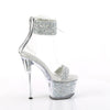 SKY-327RSI - Plateau High Heel Sandaletten - Silber/Transparent mit Strass von Pleaser – Ansicht 5