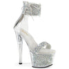 SKY-327RSI - Plateau High Heel Sandaletten - Silber/Transparent mit Strass von Pleaser