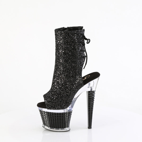 SPECTATOR-1018G Plateau Stiefeletten - Glitter Schwarz von Pleaser – Ansicht 3