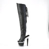 SPECTATOR-3019 Plateau Peeptoe Overknee Stiefel - Schwarz/Schwarz von Pleaser – Ansicht 3