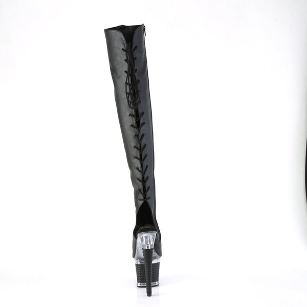 SPECTATOR-3019 Plateau Peeptoe Overknee Stiefel - Schwarz/Schwarz von Pleaser – Ansicht 4