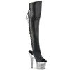 SPECTATOR-3019 Plateau Peeptoe Overknee Stiefel - Schwarz von Pleaser