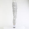 SPECTATOR-3019C-RSF - Plateau Peeptoe Overknee Stiefel - Silber/Transparent mit Strass von Pleaser – Ansicht 2