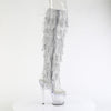 SPECTATOR-3019C-RSF - Plateau Peeptoe Overknee Stiefel - Silber/Transparent mit Strass von Pleaser – Ansicht 5