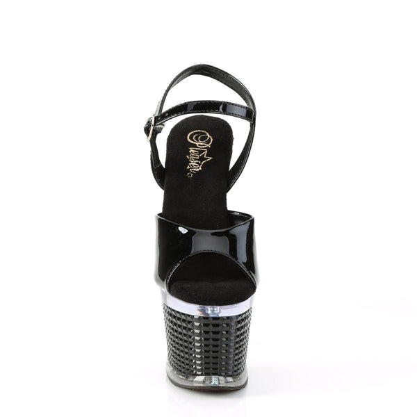 SPECTATOR-709 Plateau Sandaletten - Schwarz/Chrome von Pleaser – Ansicht 2