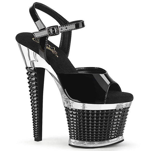 SPECTATOR-709 Plateau Sandaletten - Schwarz/Chrome von Pleaser