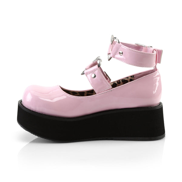 SPRITE-02 Plateau Schuh rosa Lack Herz Riemchen von DemoniaCult – Ansicht 3