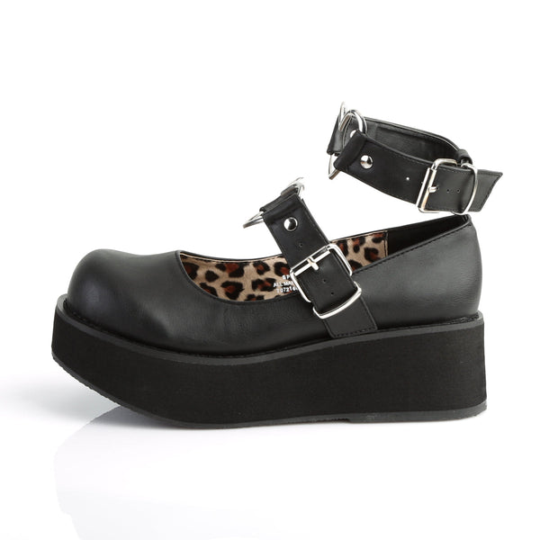 SPRITE-02 Plateau Schuh schwarz matt Herz Riemchen von DemoniaCult – Ansicht 3