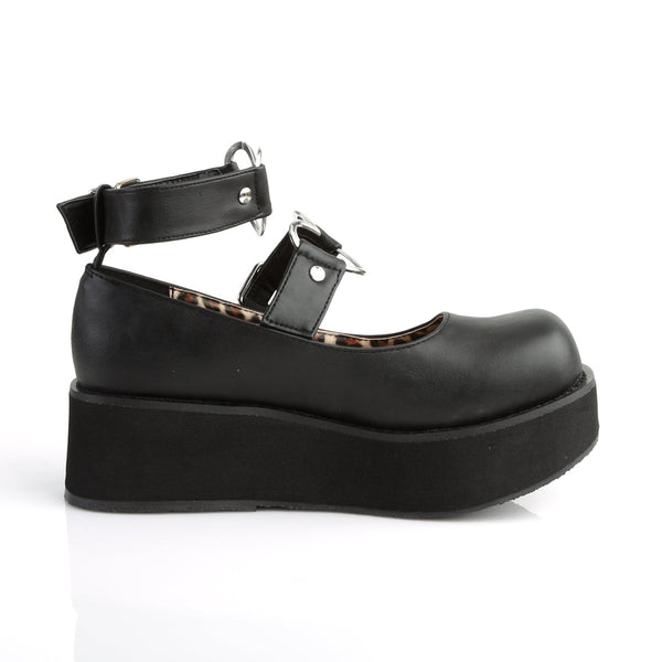 SPRITE-02 Plateau Schuh schwarz matt Herz Riemchen von DemoniaCult – Ansicht 5