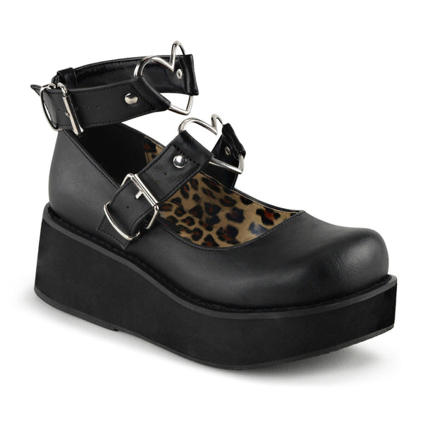 SPRITE-02 Plateau Schuh schwarz matt Herz Riemchen von DemoniaCult