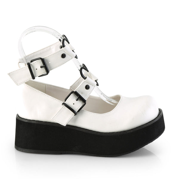 SPRITE-02 Plateau Schuh weiß matt Herz Riemchen von DemoniaCult – Ansicht 5