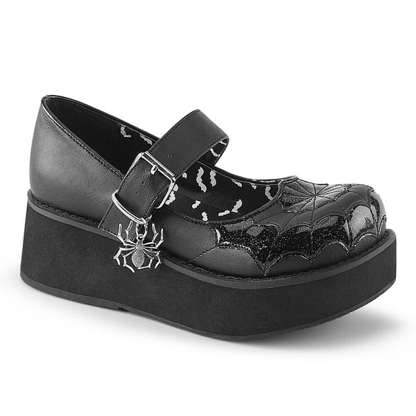 SPRITE-05 Plateau Schuh Mary Janes Spinne schwarz von DemoniaCult