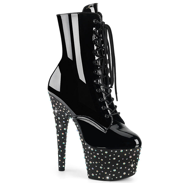 STARDANCE-1020 Plateau Stiefeletten Schwarz Lack von Pleaser