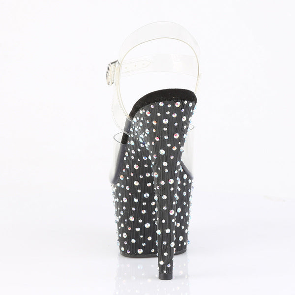 STARDANCE-708 Plateau Sandaletten Schwarz mit Glitzersteinen von Pleaser – Ansicht 4