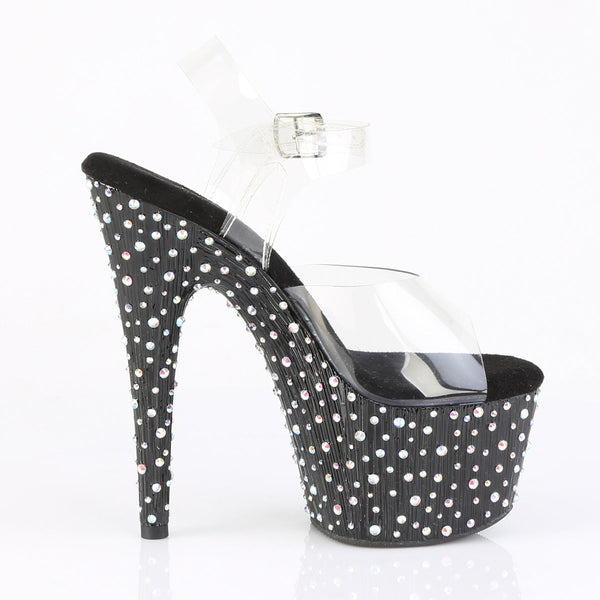 STARDANCE-708 Plateau Sandaletten Schwarz mit Glitzersteinen von Pleaser – Ansicht 5