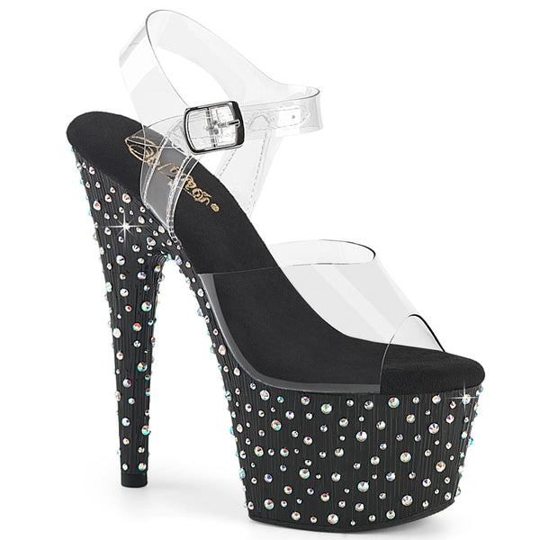 STARDANCE-708 Plateau Sandaletten Schwarz mit Glitzersteinen von Pleaser