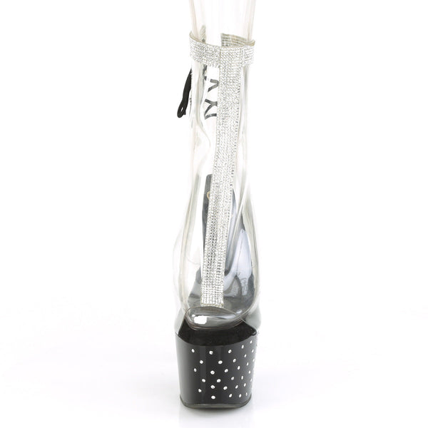 STARDUST-1018C-2RS Plateau Stiefeletten Schwarz/Transparent von Pleaser – Ansicht 2
