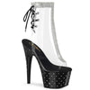 STARDUST-1018C-2RS Plateau Stiefeletten Schwarz/Transparent von Pleaser