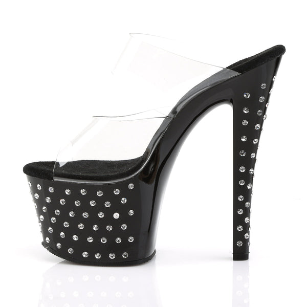 STARDUST-702 Plateau Pantoletten Schwarz/Transparent von Pleaser – Ansicht 3