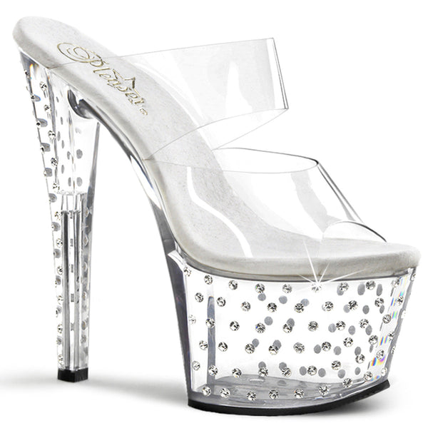 STARDUST-702 Plateau Pantoletten transparent von Pleaser